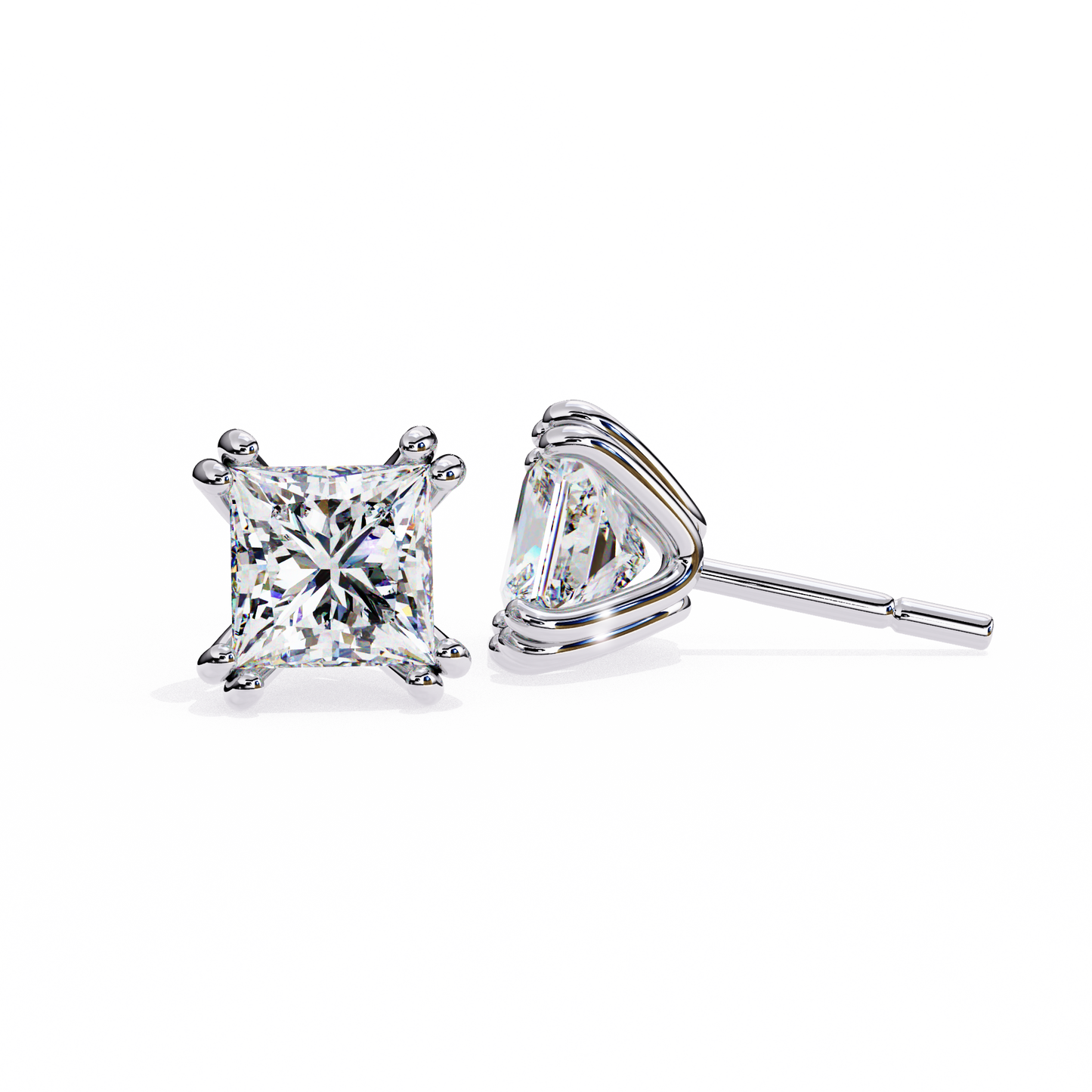 Princess Solitaire Lab Grown Diamond Stud