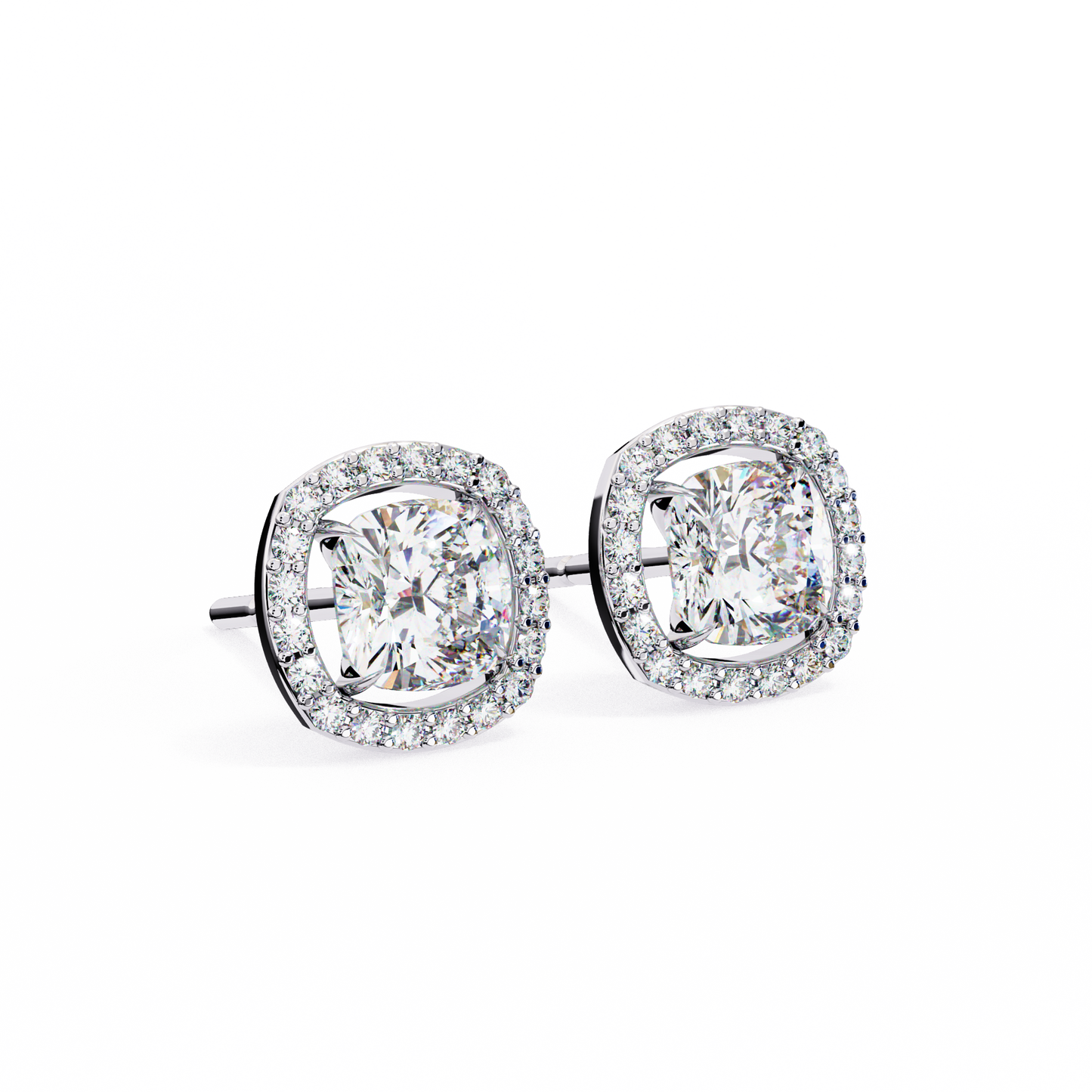 Zara Cushion Solitaire Lab Grown Diamond Studs