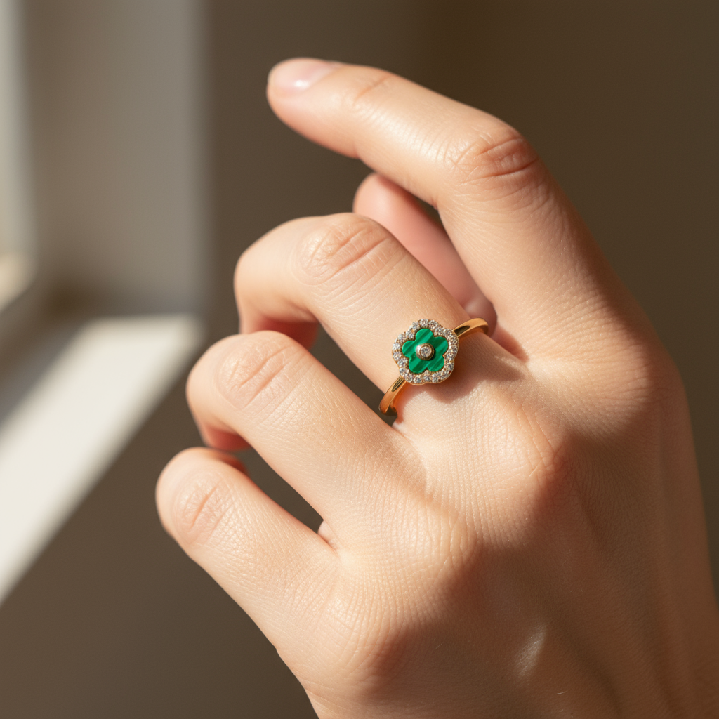 Flower Malachite Ring