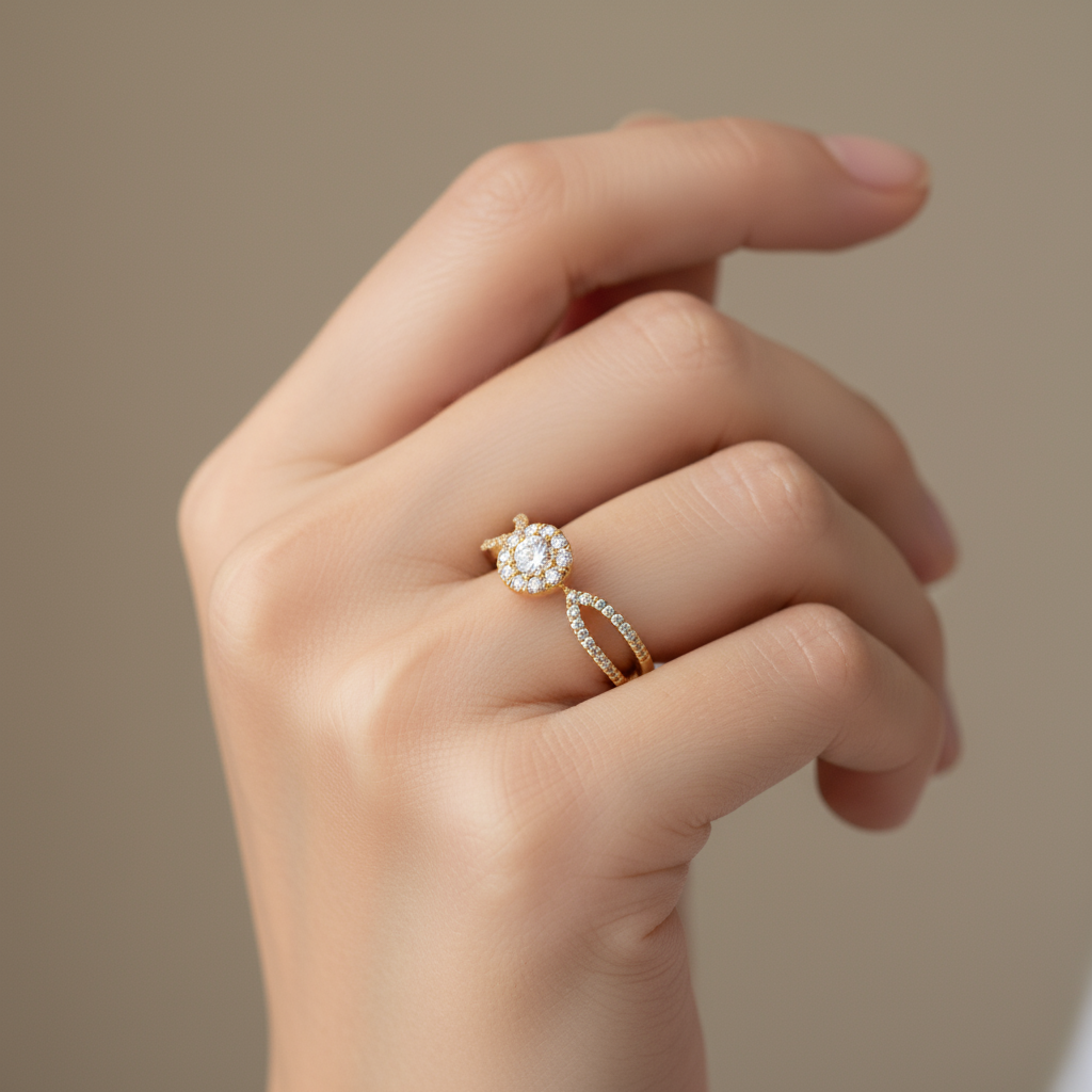Diamond Cluster Two Line Ring