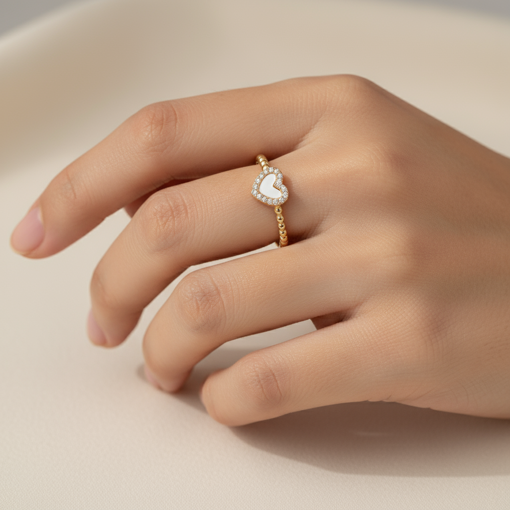 Heart MOP Ball Ring