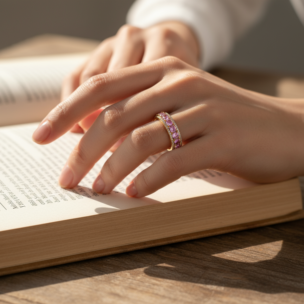 Pink Round Dia Side Dia Eternity Band