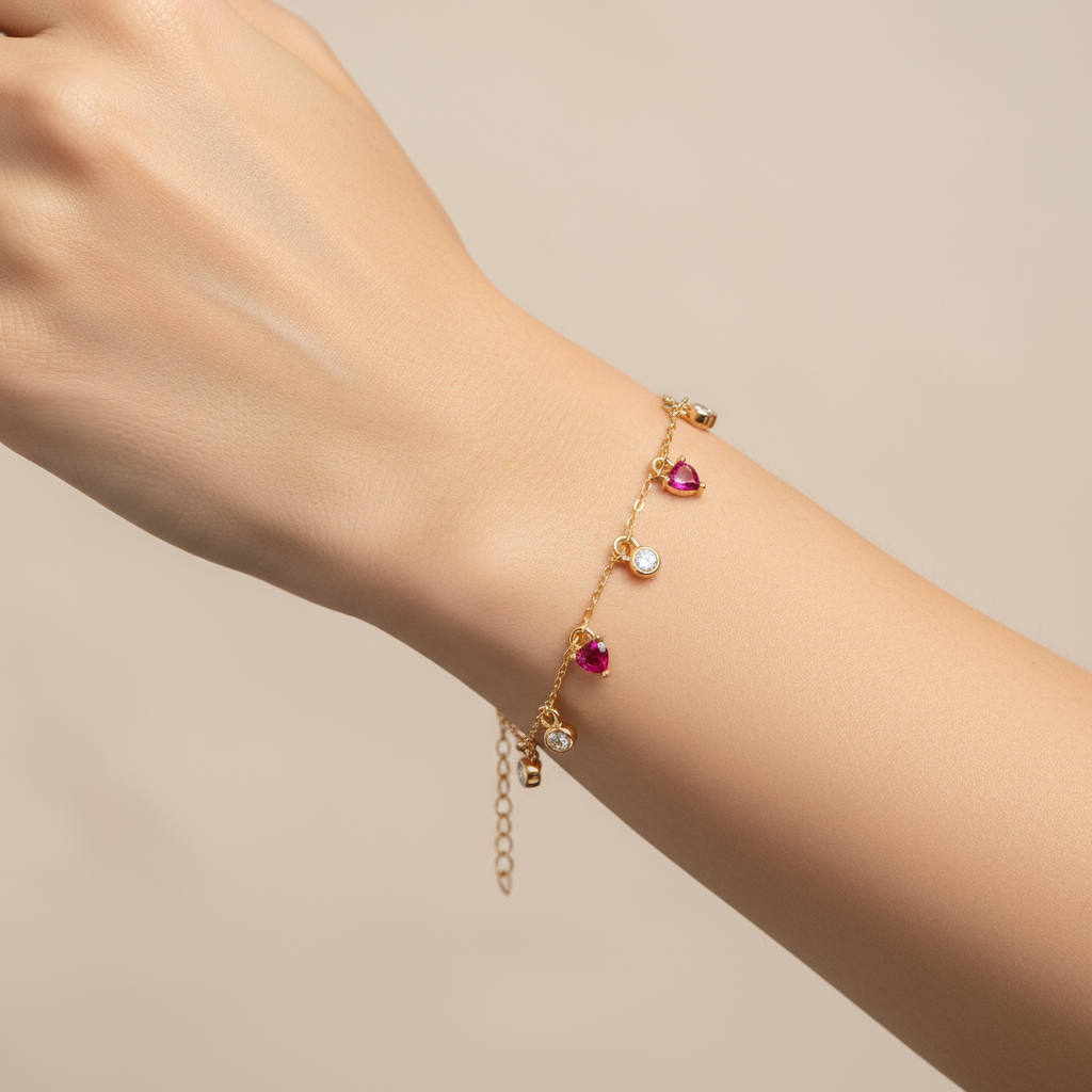 Hanging Heart Diamond Bracelet