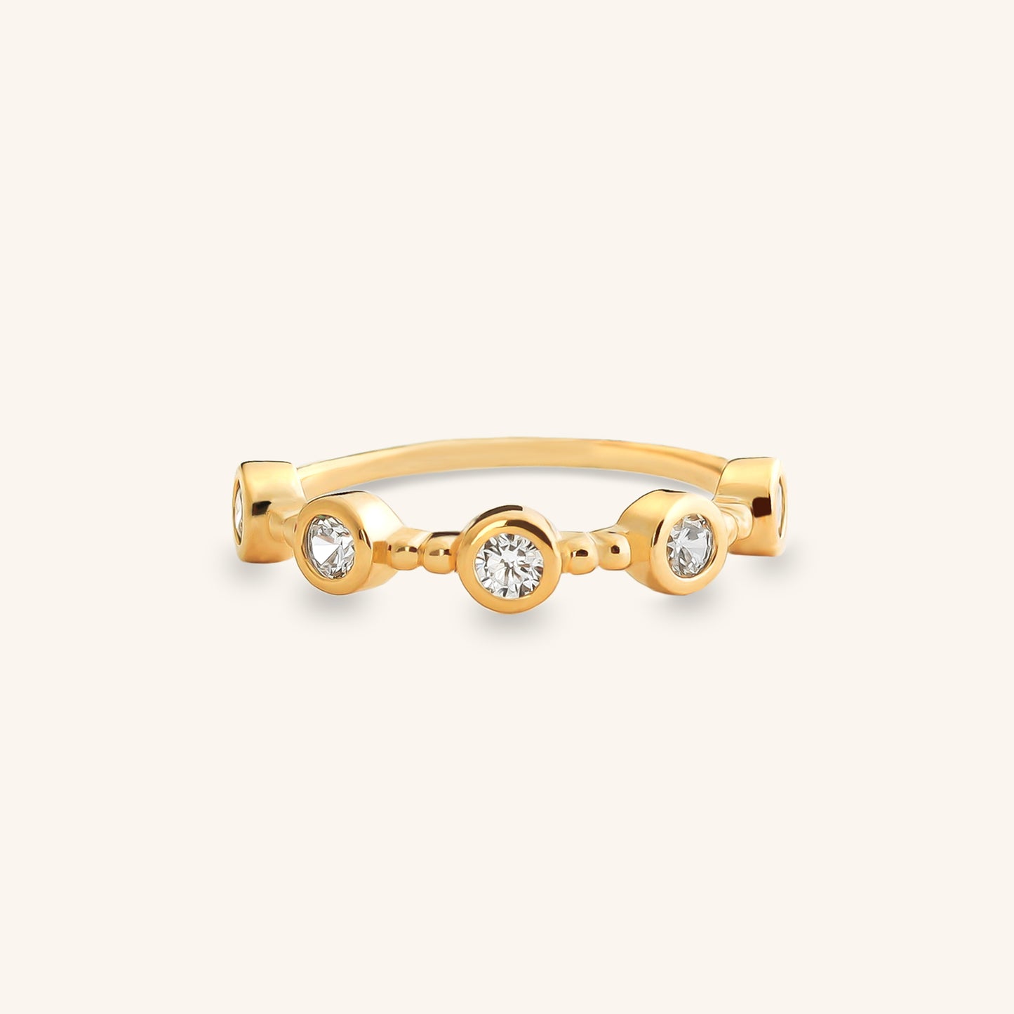 Five Diamond Bezel Ring