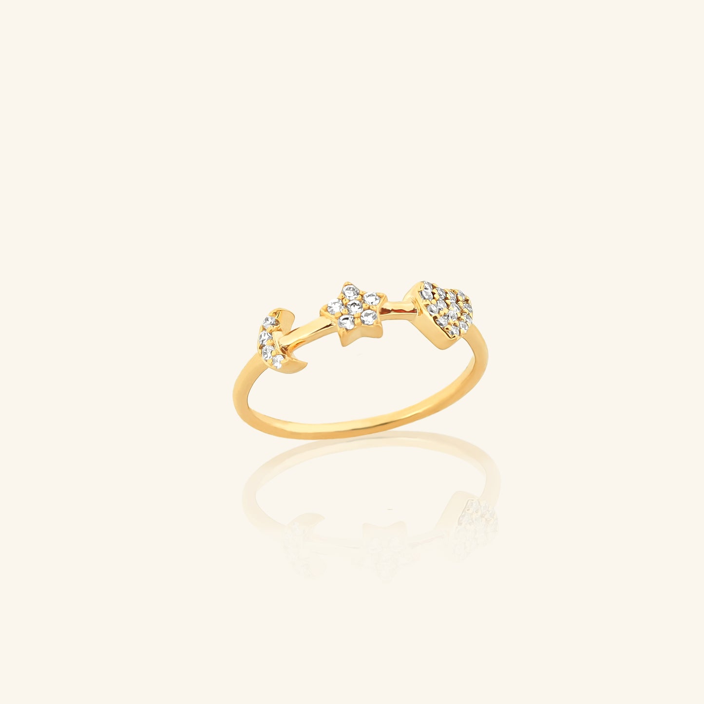 Moon Star Heart Ring