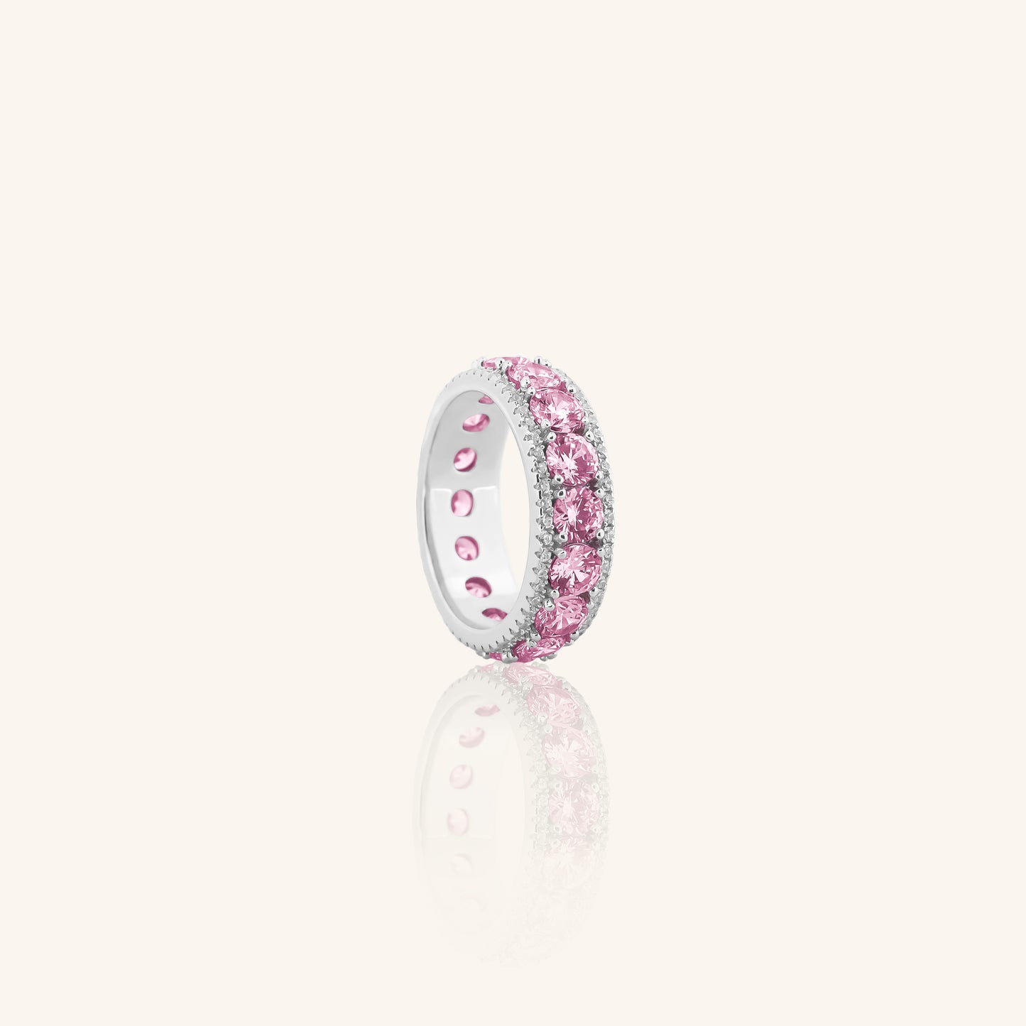 Pink Round Dia Side Dia Eternity Band