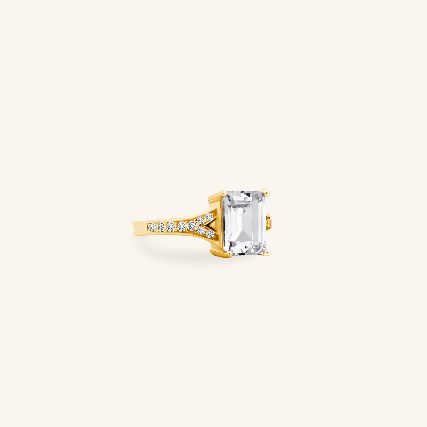 Emerald Cut V Ring
