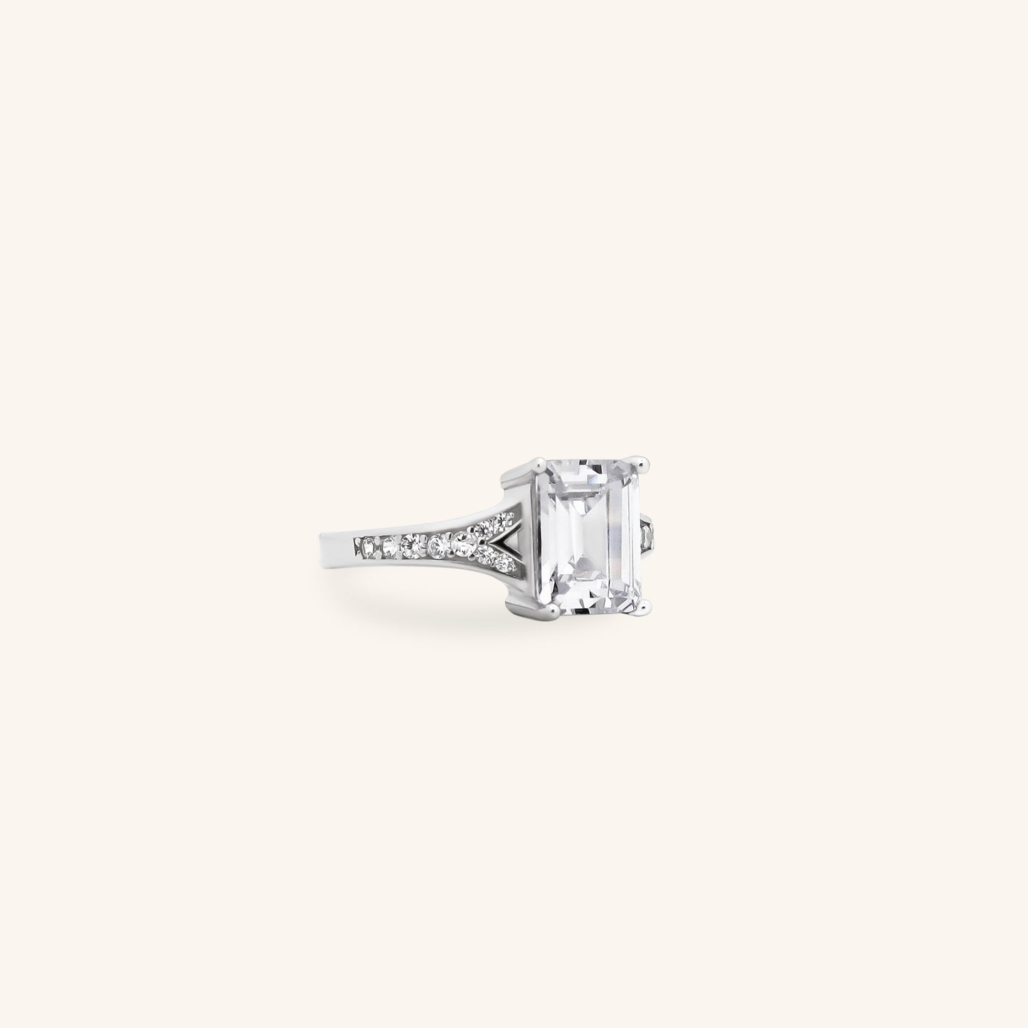 Emerald Cut V Ring