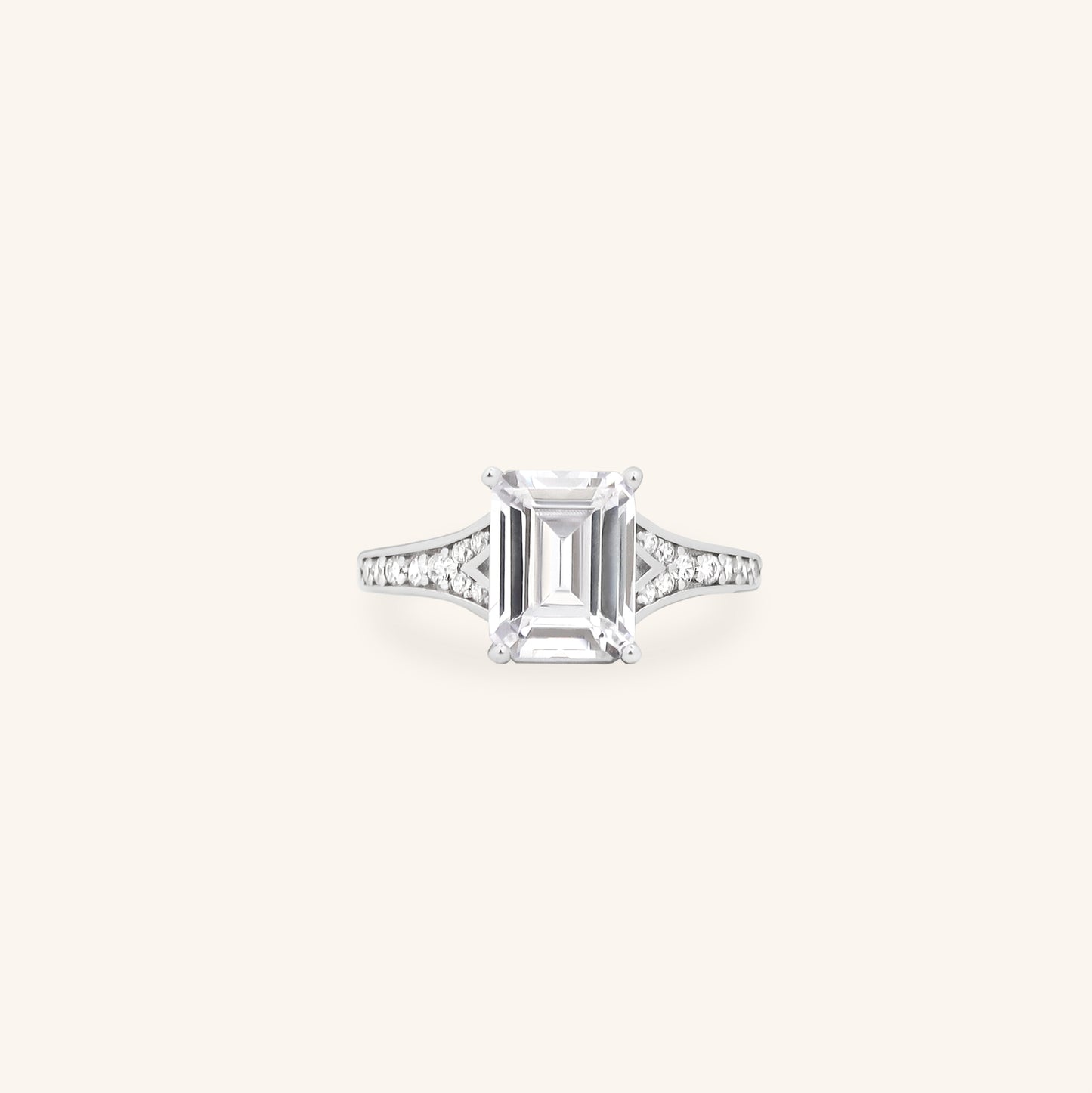 Emerald Cut V Ring
