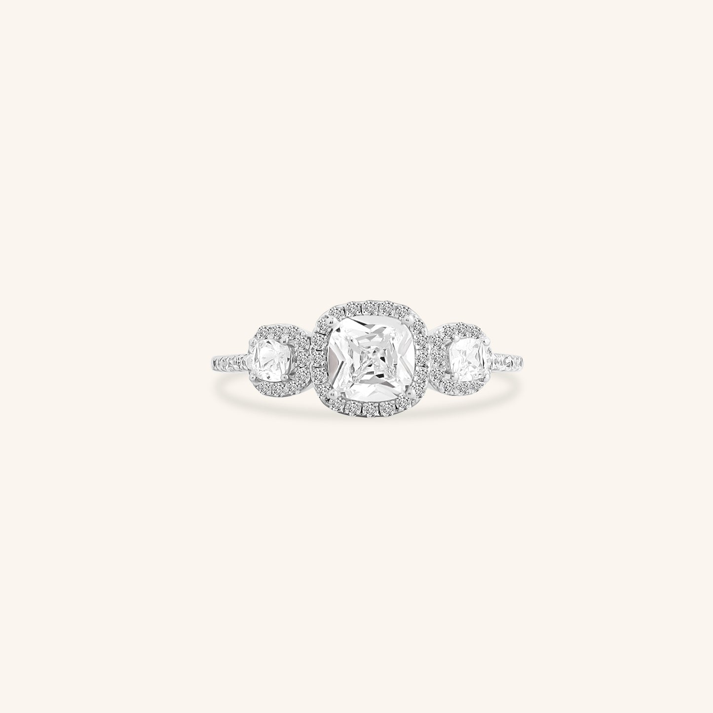 Three Cushion Cut Ring