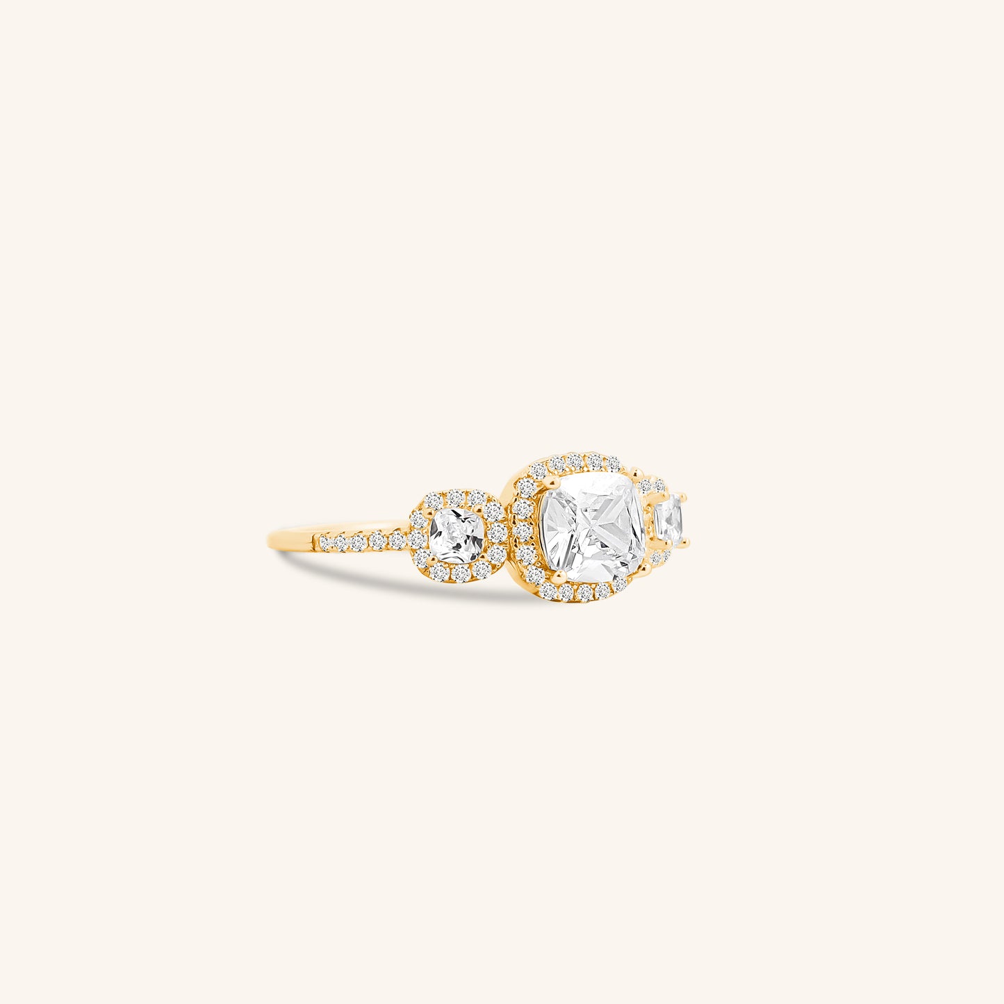 Three Cushion Cut Ring