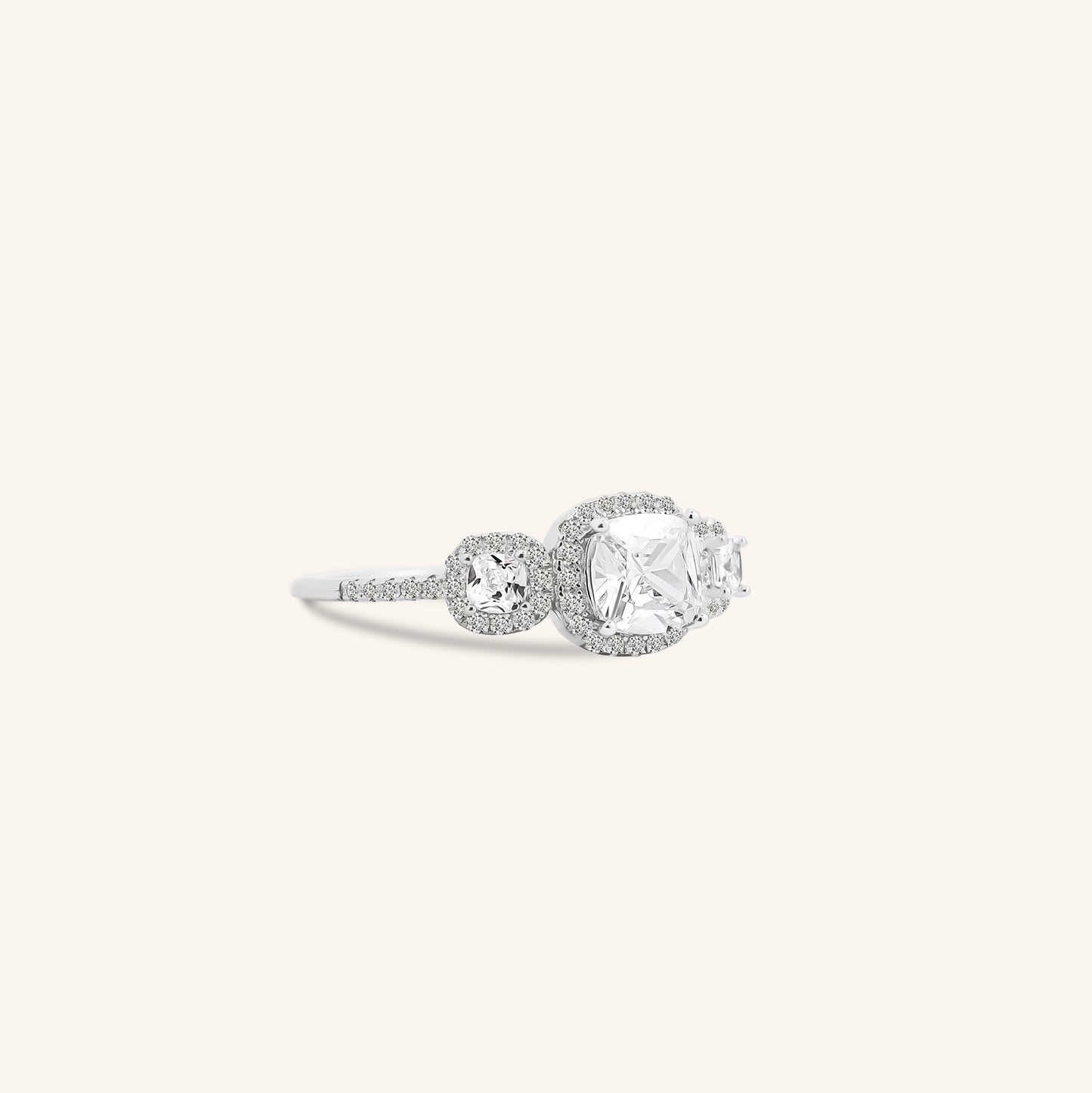 Three Cushion Cut Ring