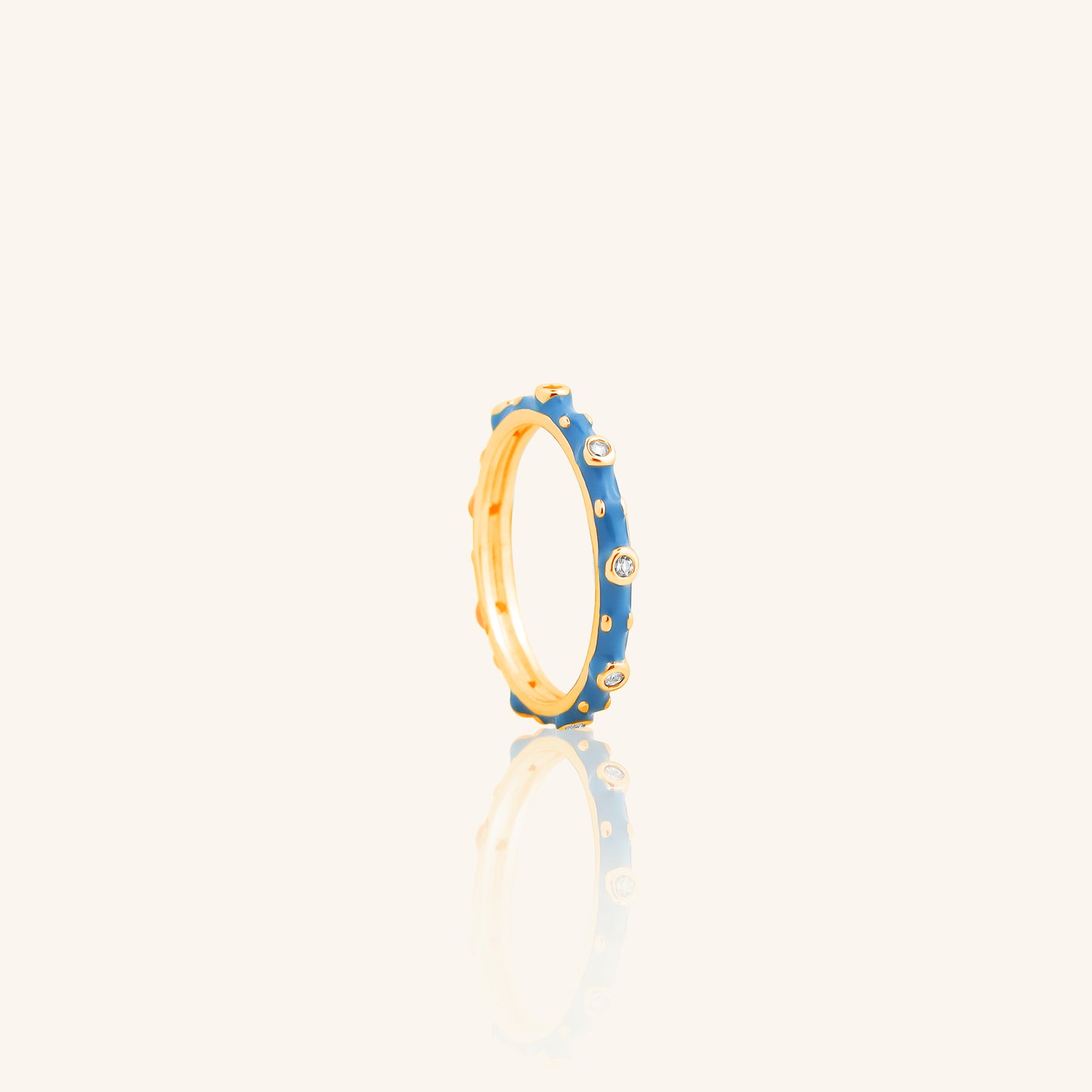 Blue Enamel Dia Ring
