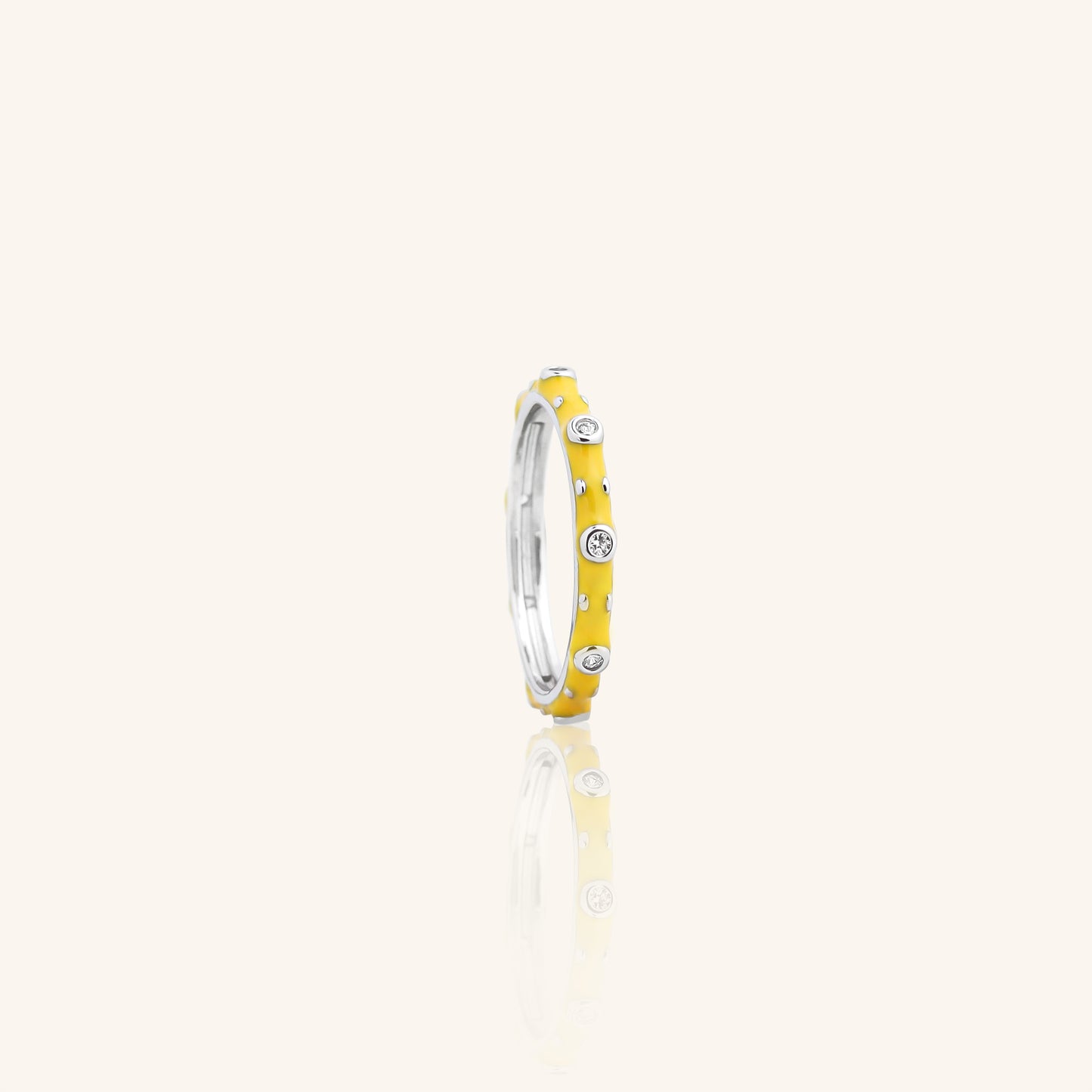 Yellow Enamel Dia Ring