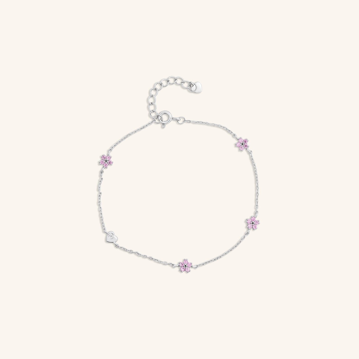Pink Diamond Flower Bracelet