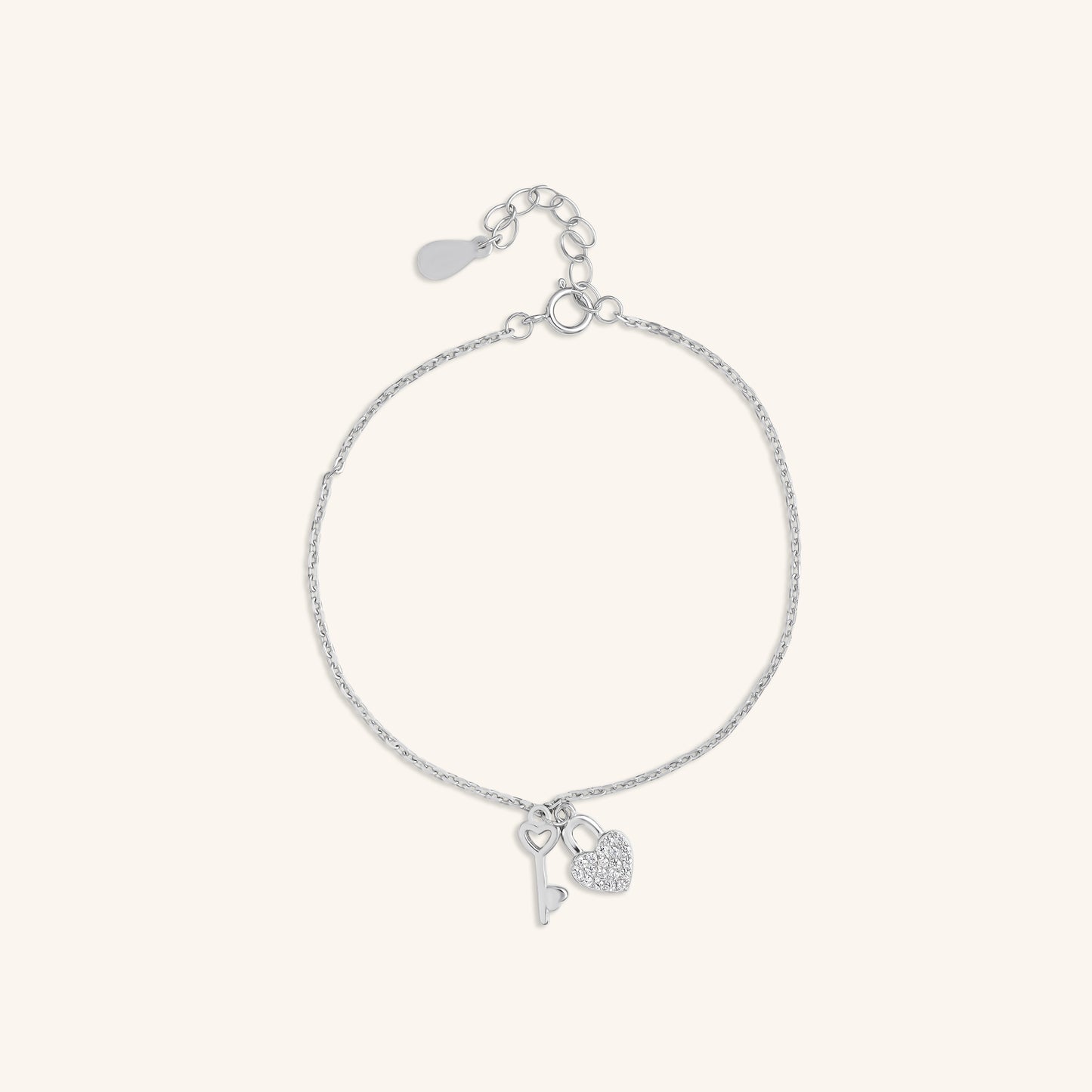 Heart Key Charm Bracelet