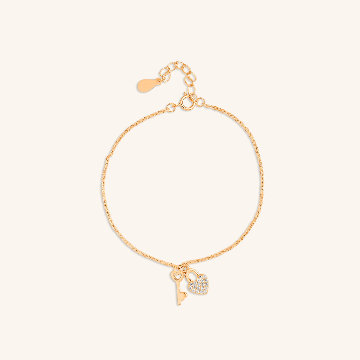 Heart Key Charm Bracelet