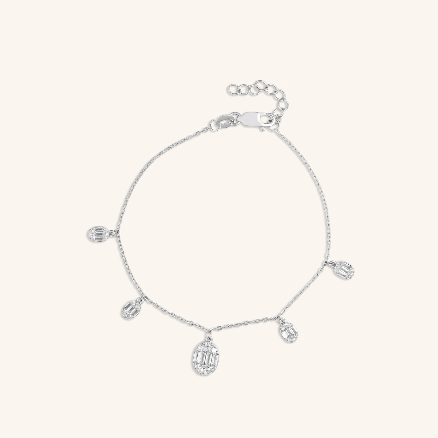 Oval Baguette Charm Bracelet