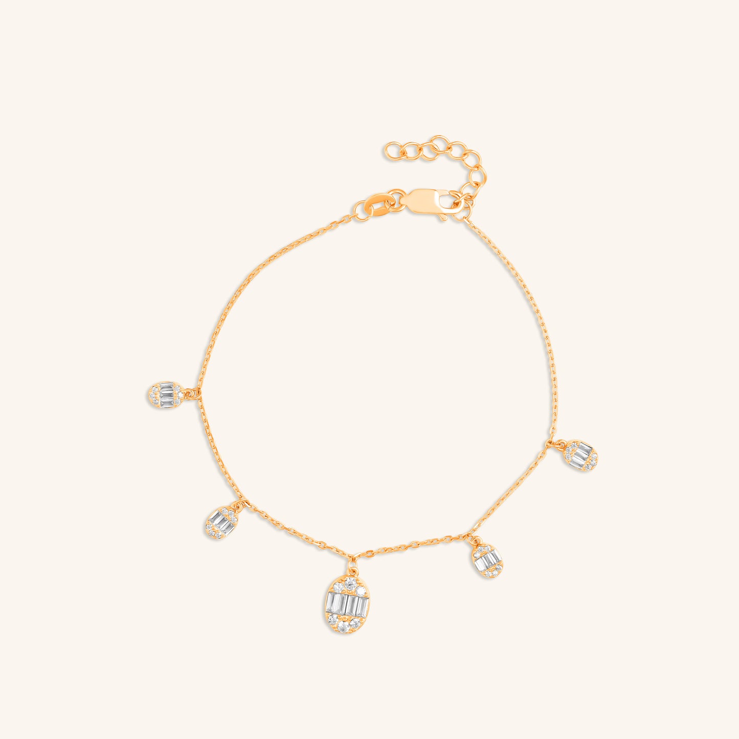 Oval Baguette Charm Bracelet