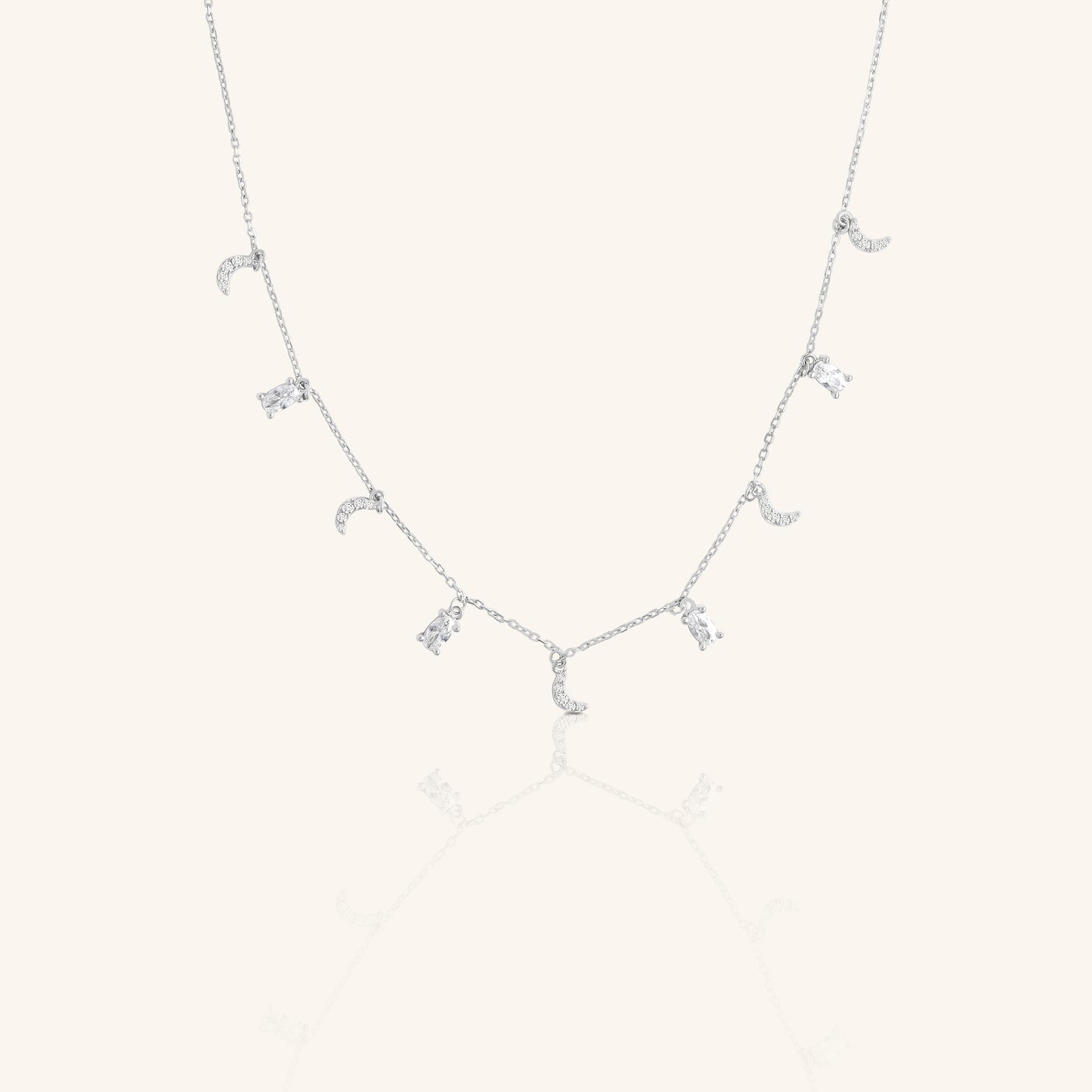 Moon Oval Diamond Chain Pendant