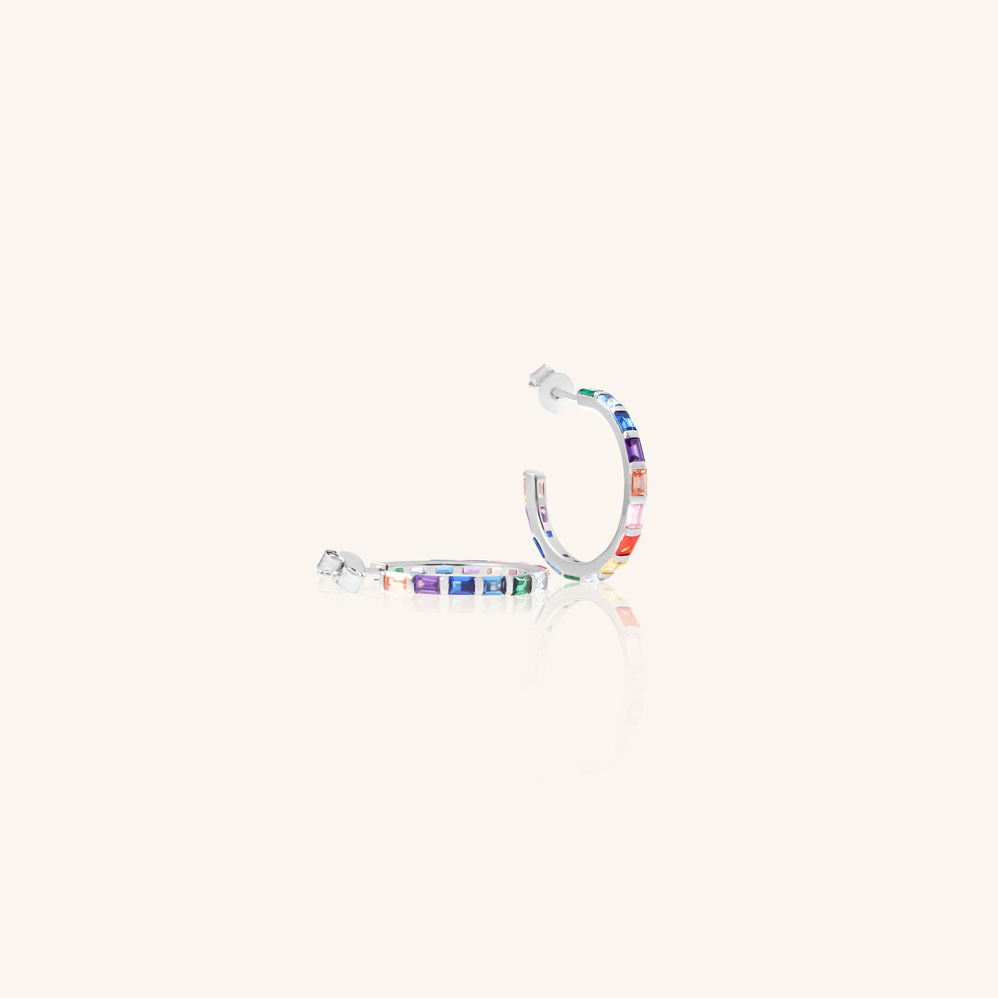 Single Line Rainbow Baguette Hoop
