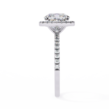 Aira Cushion Solitaire Halo Ring Lab Grown Diamond