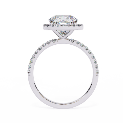 Aira Cushion Solitaire Halo Ring Lab Grown Diamond