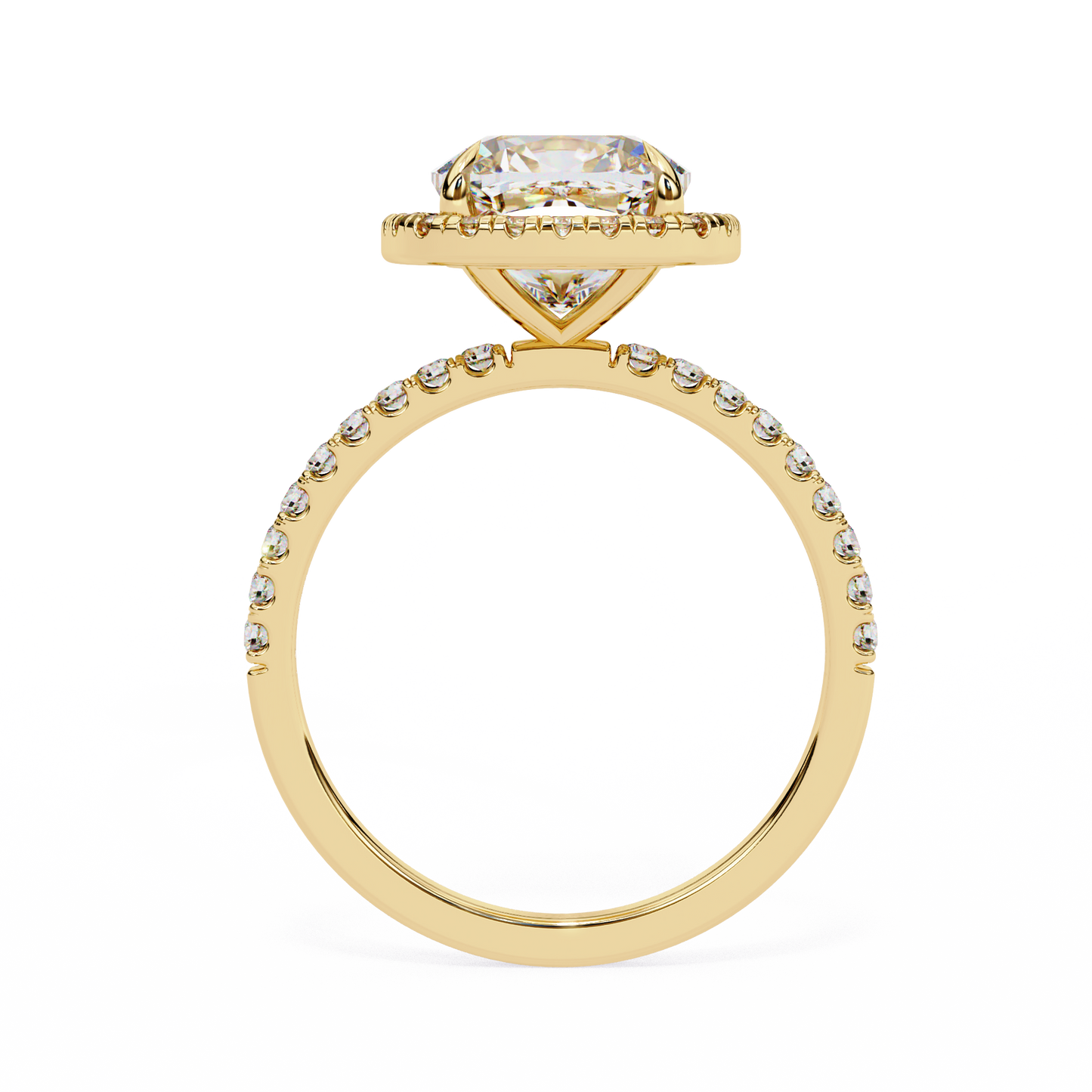 Aira Cushion Solitaire Halo Ring Lab Grown Diamond
