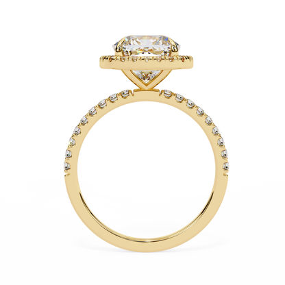 Aira Cushion Solitaire Halo Ring Lab Grown Diamond