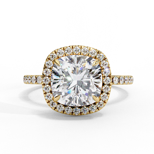 Aira Cushion Solitaire Halo Ring Lab Grown Diamond