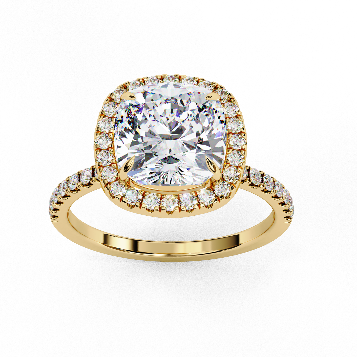 Aira Cushion Solitaire Halo Ring Lab Grown Diamond