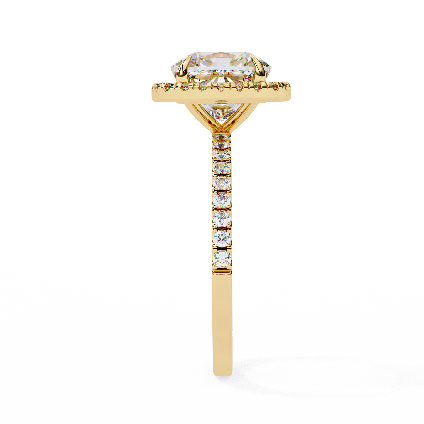 Aira Cushion Solitaire Halo Ring Lab Grown Diamond