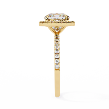 Aira Cushion Solitaire Halo Ring Lab Grown Diamond