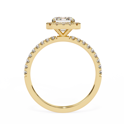 Aarya Radiant Solitaire Halo Ring Lab Grown Diamond