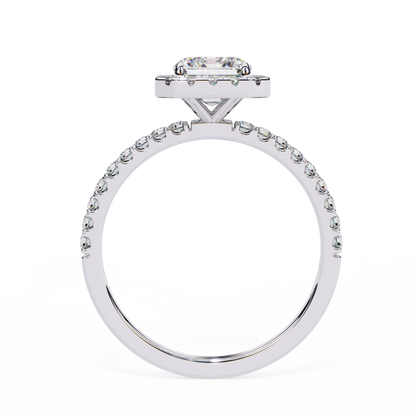 Aarya Radiant Solitaire Halo Ring Lab Grown Diamond
