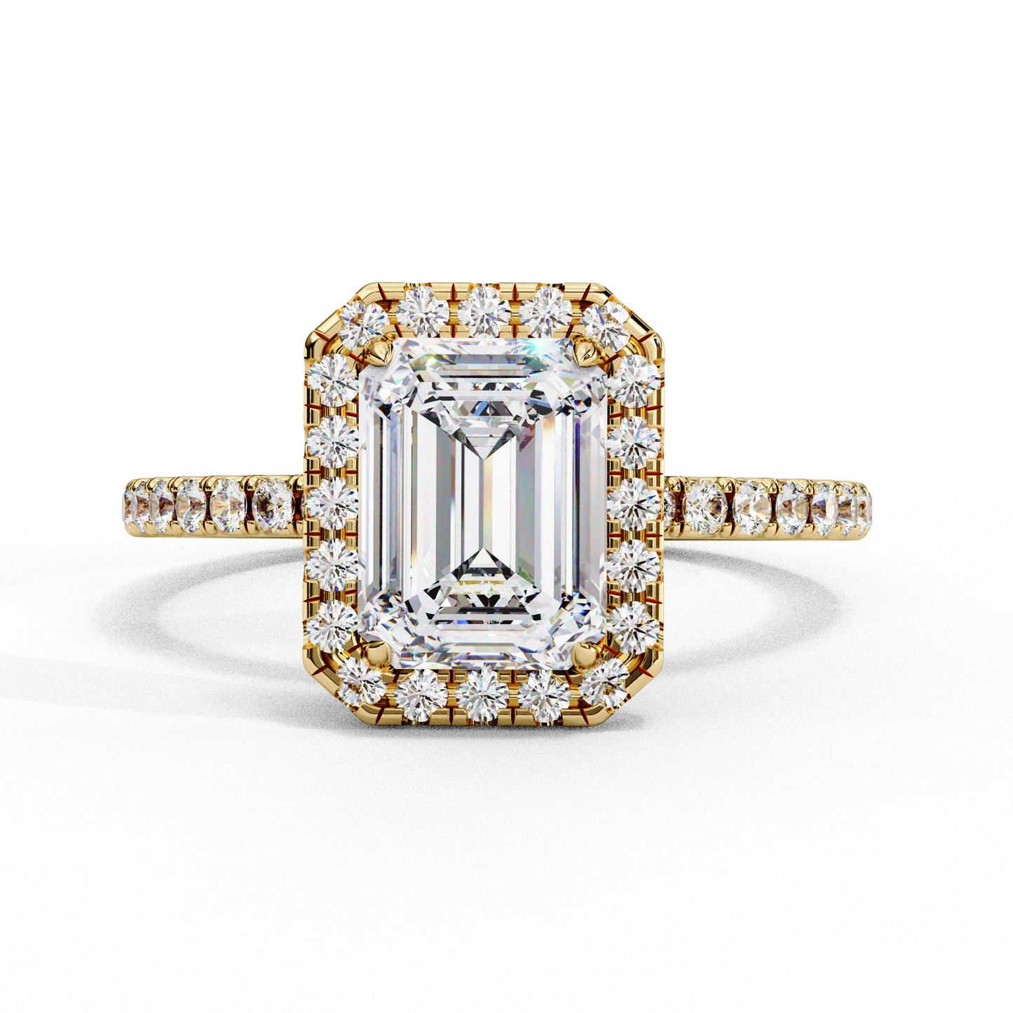 Amara Emerald Solitaire Halo Ring Lab Grown Diamond