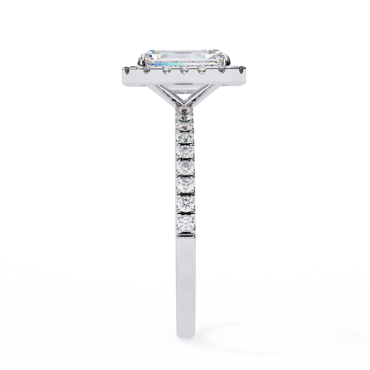 Amara Emerald Solitaire Halo Ring Lab Grown Diamond