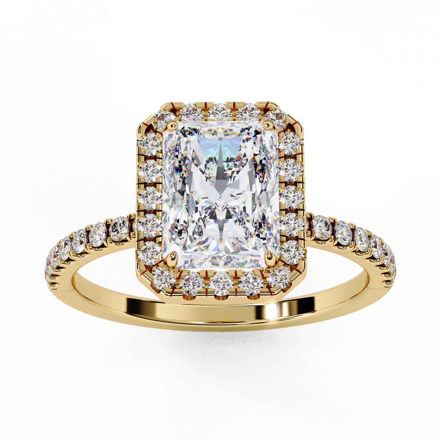 Aarya Radiant Solitaire Halo Ring Lab Grown Diamond