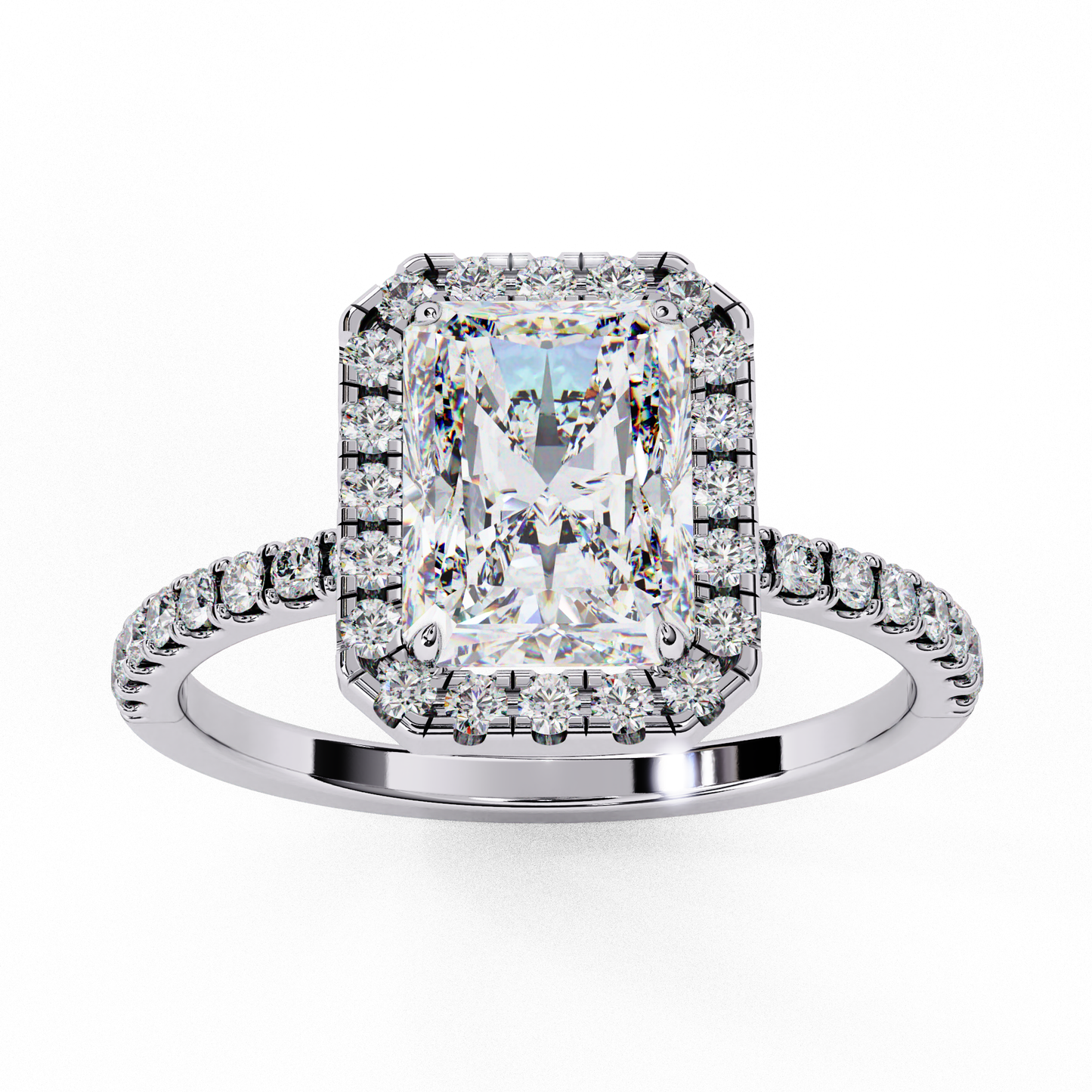 Aarya Radiant Solitaire Halo Ring Lab Grown Diamond