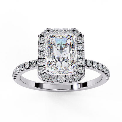 Aarya Radiant Solitaire Halo Ring Lab Grown Diamond