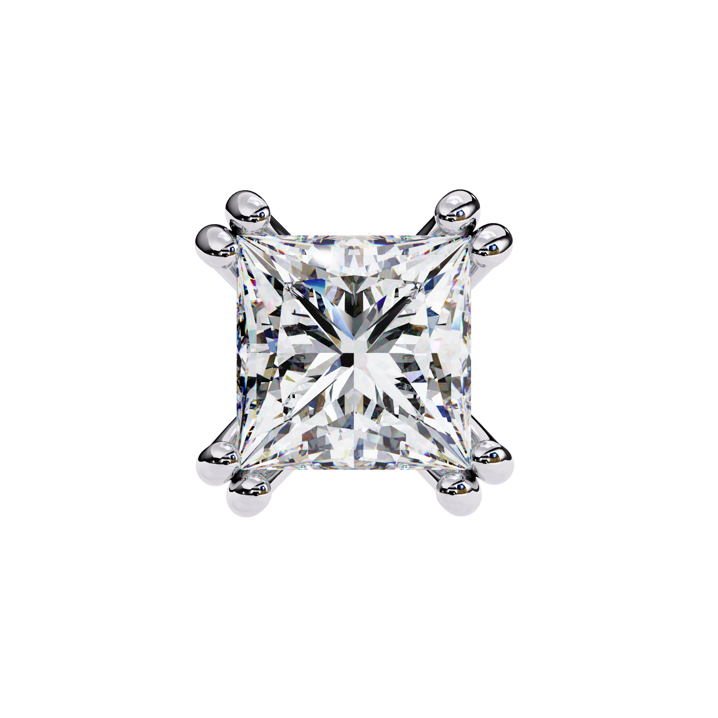 Princess Solitaire Lab Grown Diamond Stud