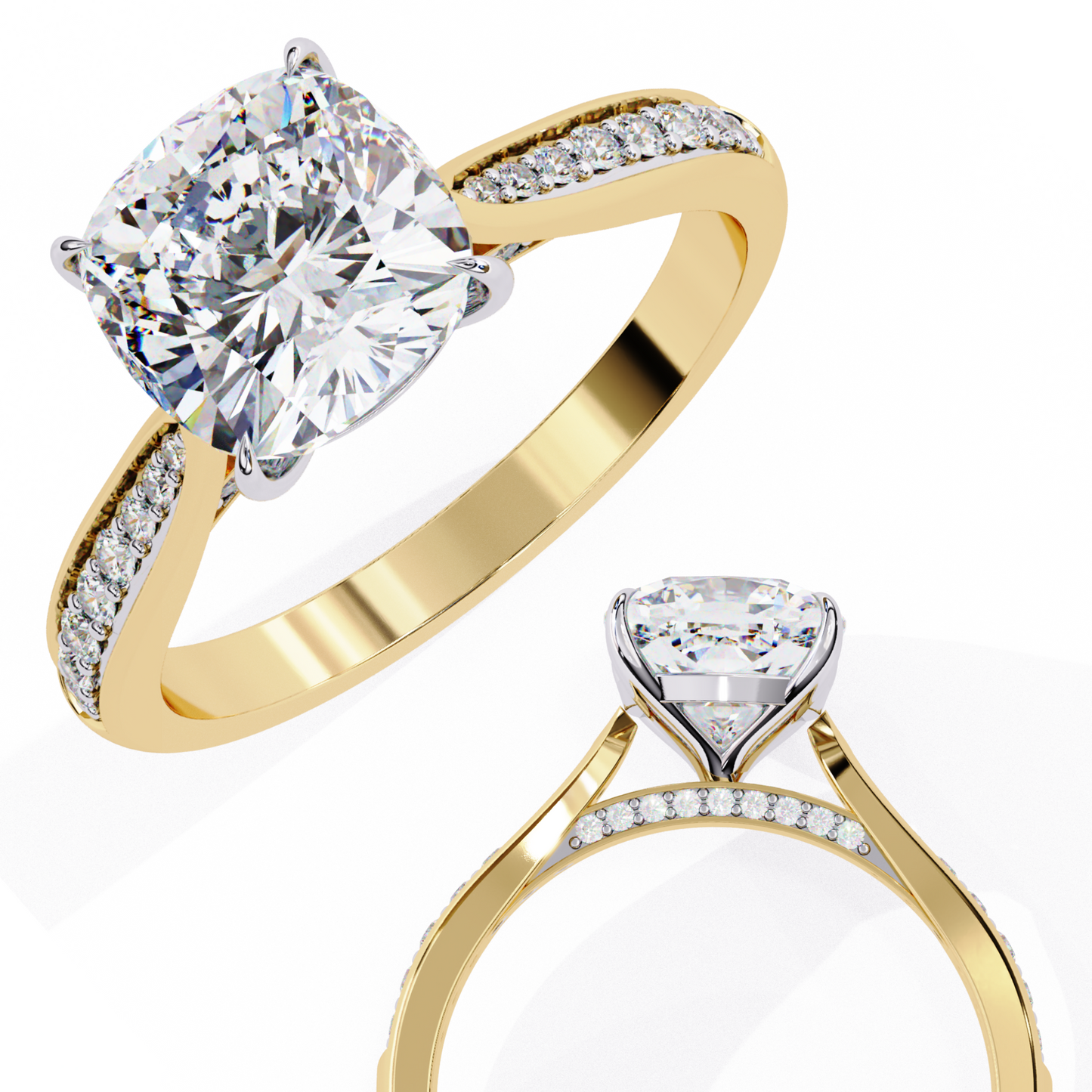 Isha Cushion Solitaire Ring Lab Grown Diamond
