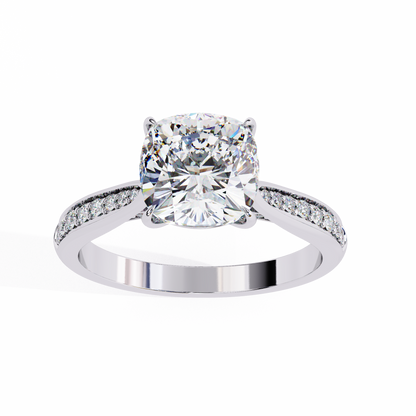 Isha Cushion Solitaire Ring Lab Grown Diamond
