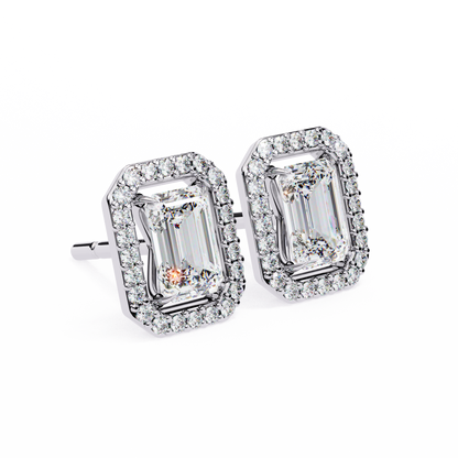 Zehra Emerald Solitaire Lab Grown Diamond Studs