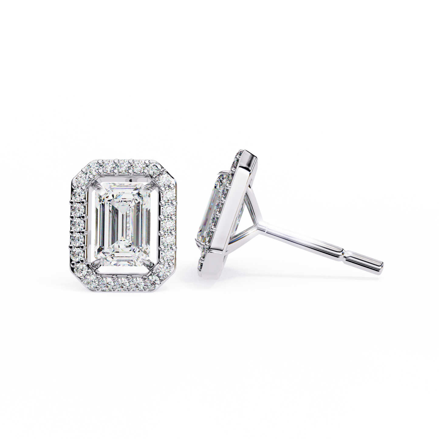 Zehra Emerald Solitaire Lab Grown Diamond Studs