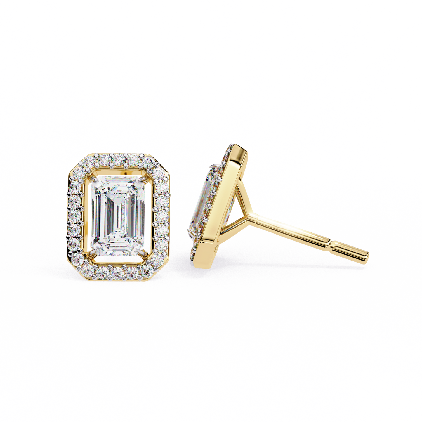 Zehra Emerald Solitaire Lab Grown Diamond Studs