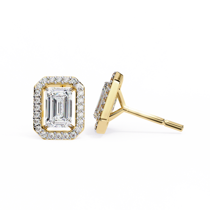 Zehra Emerald Solitaire Lab Grown Diamond Studs