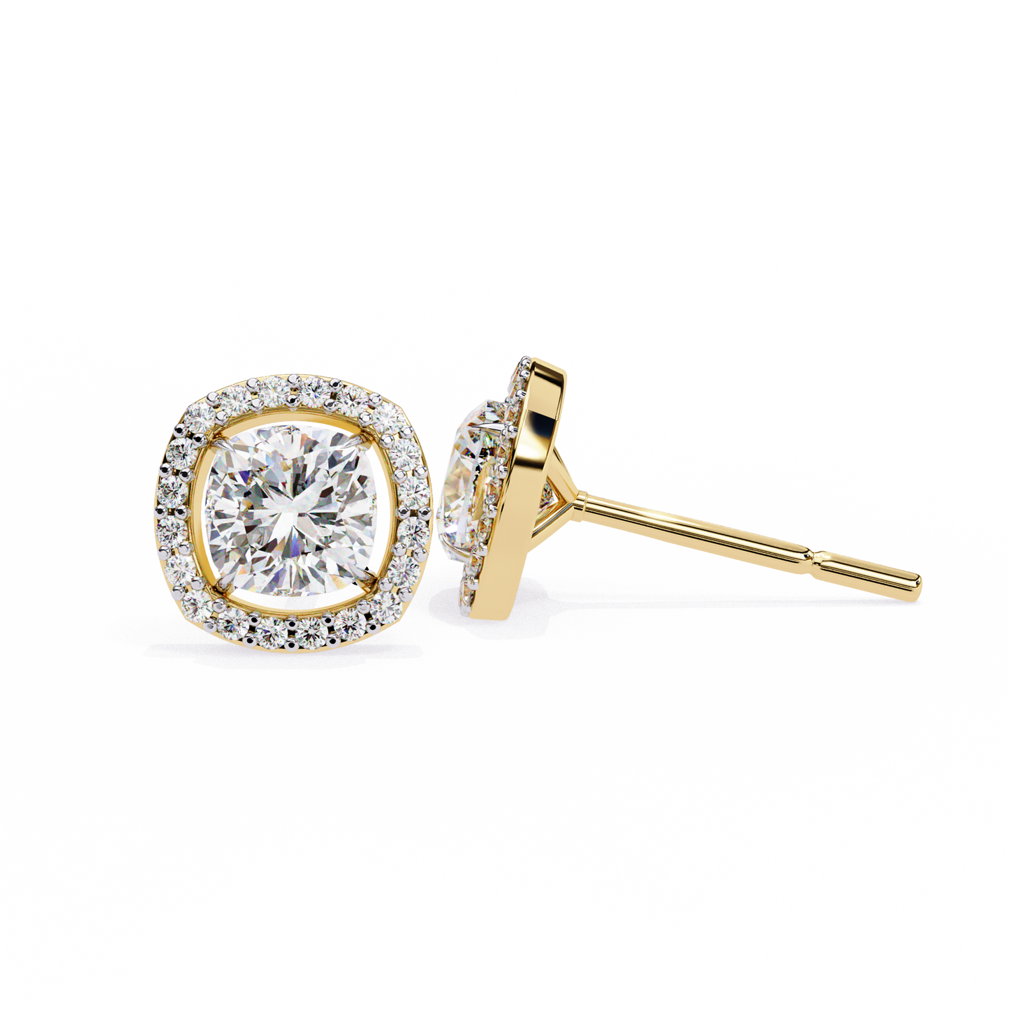 Zara Cushion Solitaire Lab Grown Diamond Studs