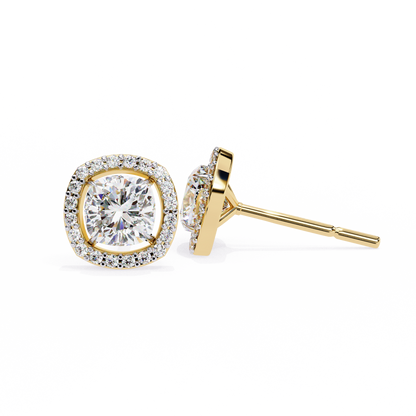 Zara Cushion Solitaire Lab Grown Diamond Studs