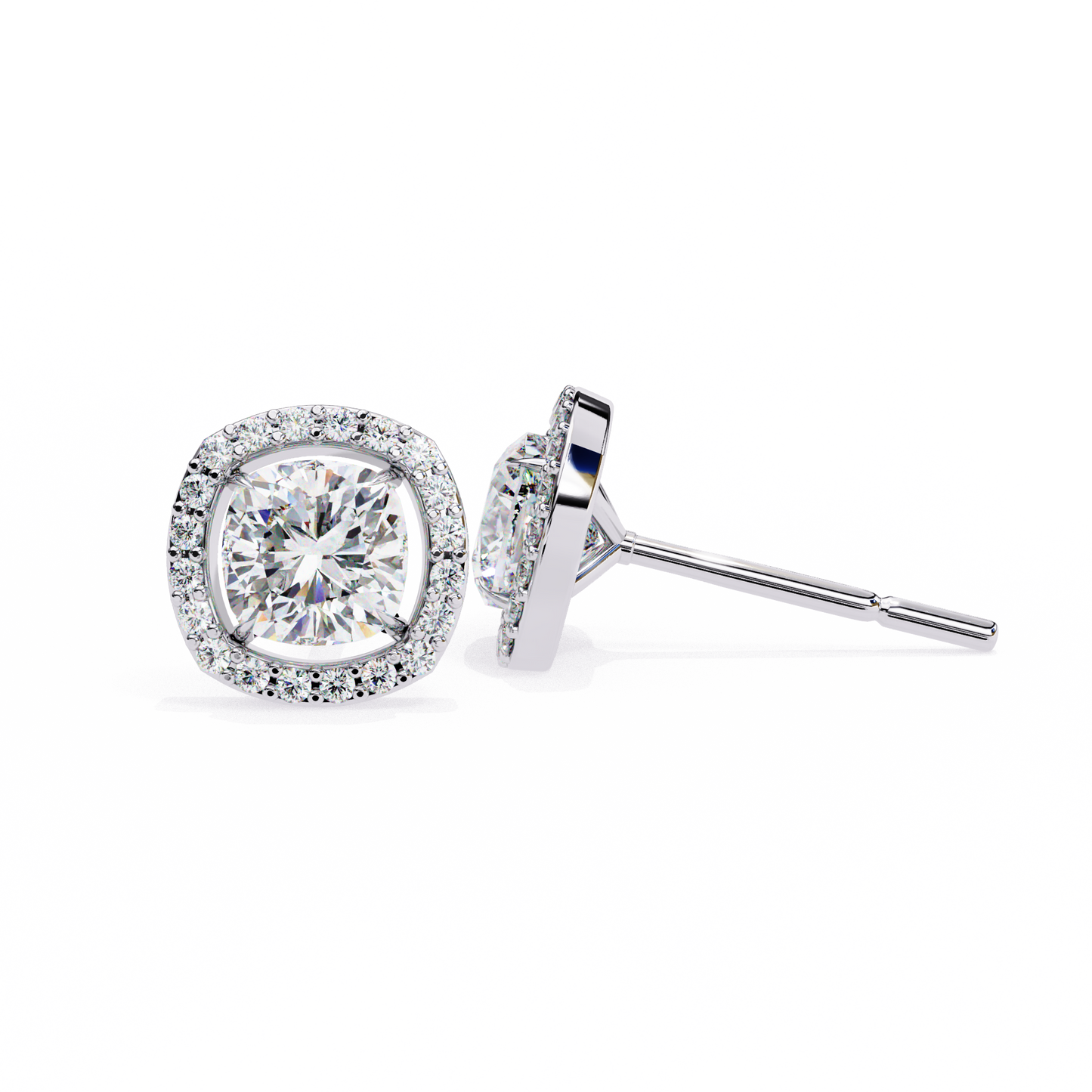 Zara Cushion Solitaire Lab Grown Diamond Studs